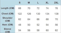 a chart showing the sizes of a men's shirt